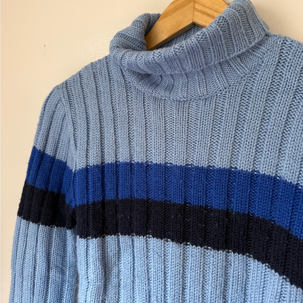 2001 Vintage Y2K Striped Green Dog Brand Turtle Neck Sweater